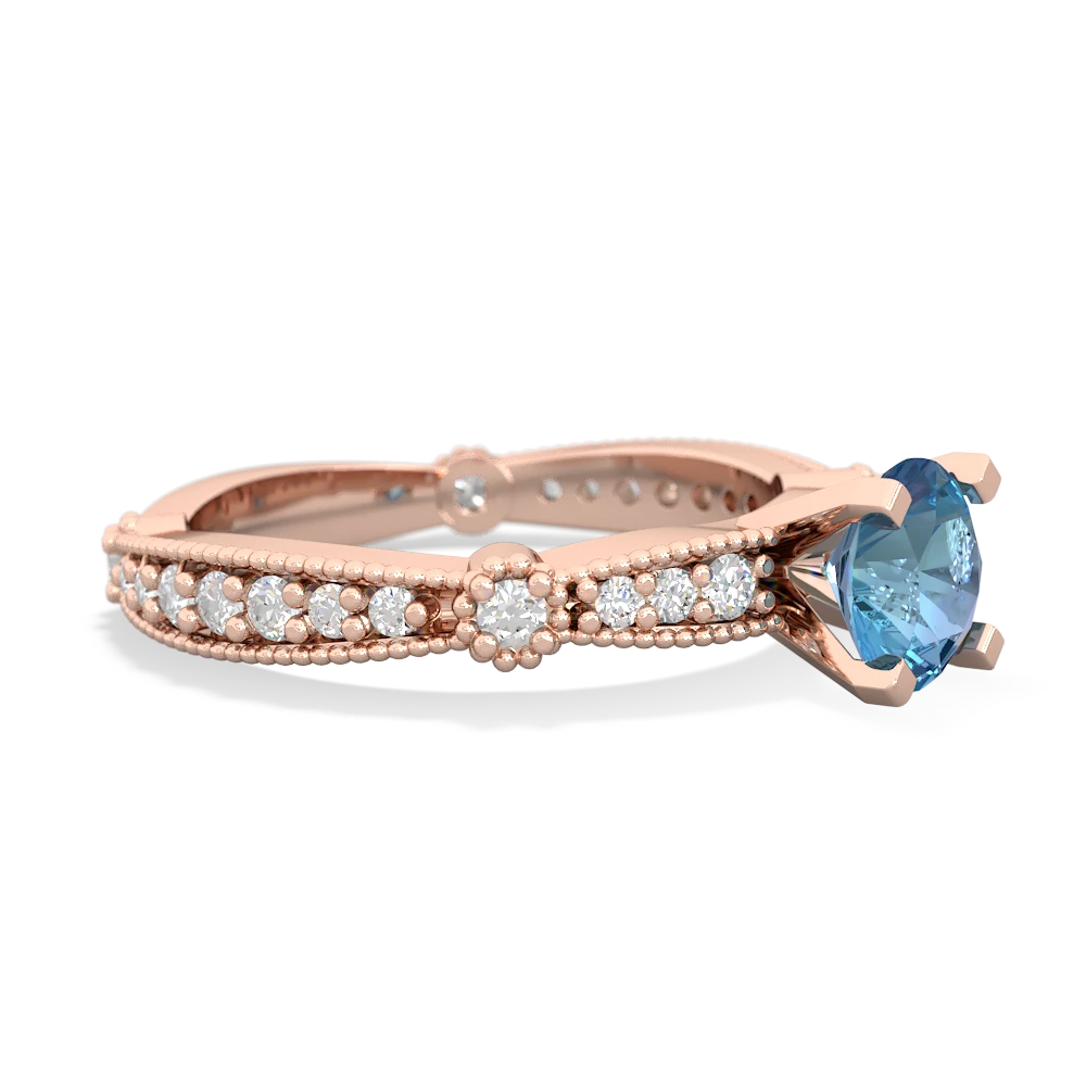 Blue Topaz Sparkling Tiara 6Mm Round 14K Rose Gold ring R26296RD