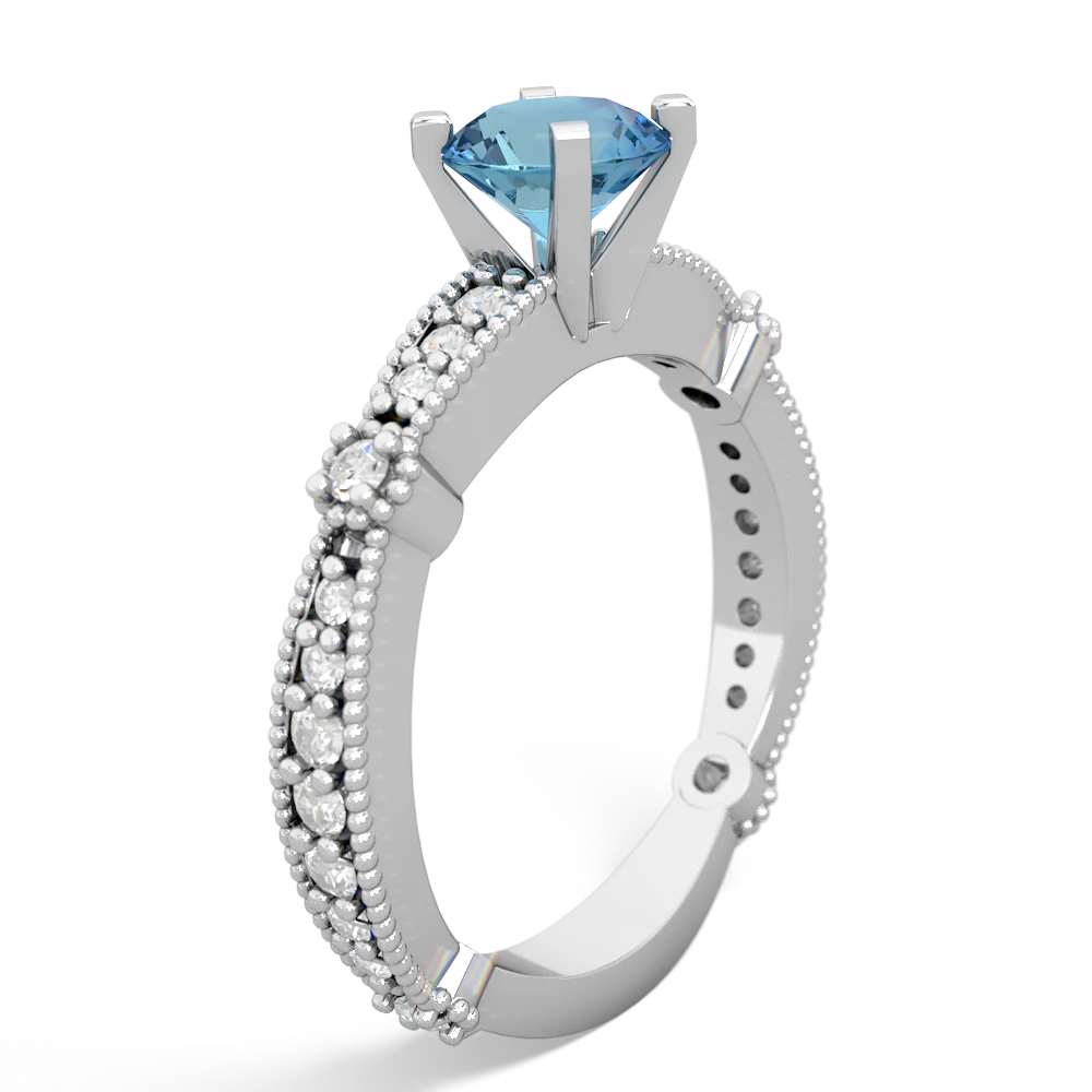 Blue Topaz Sparkling Tiara 6Mm Round 14K White Gold ring R26296RD