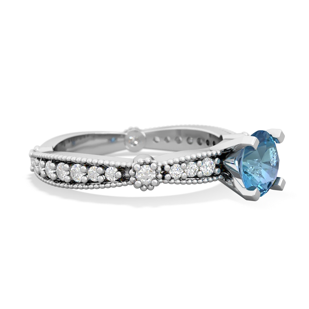 Blue Topaz Sparkling Tiara 6Mm Round 14K White Gold ring R26296RD