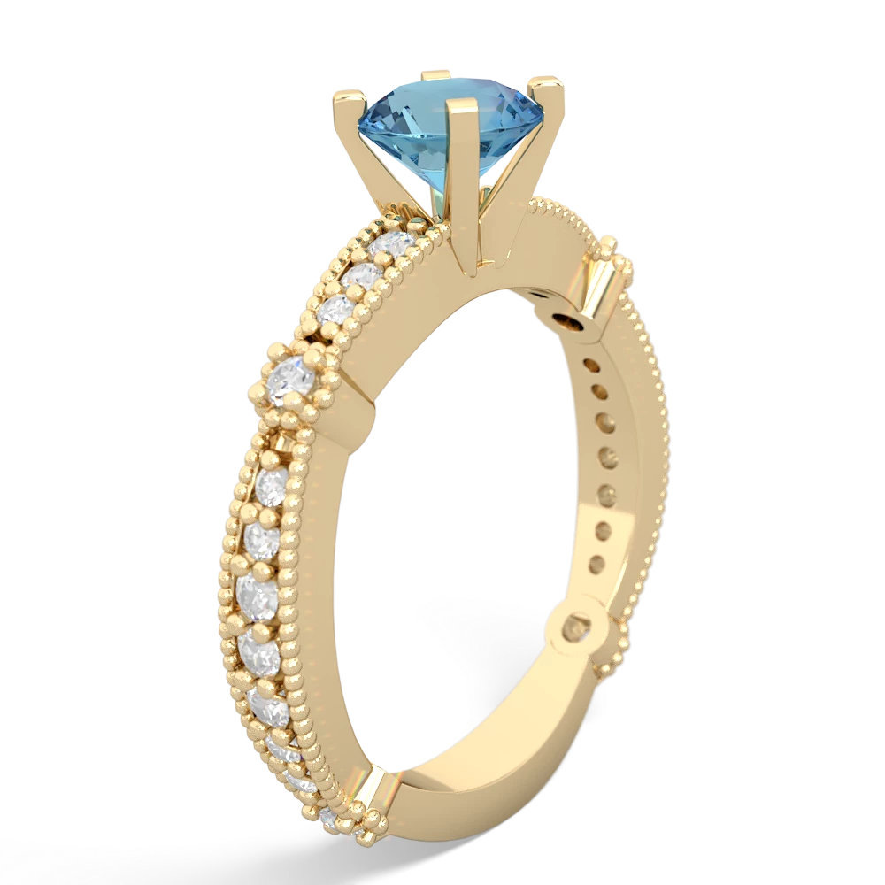 Blue Topaz Sparkling Tiara 6Mm Round 14K Yellow Gold ring R26296RD