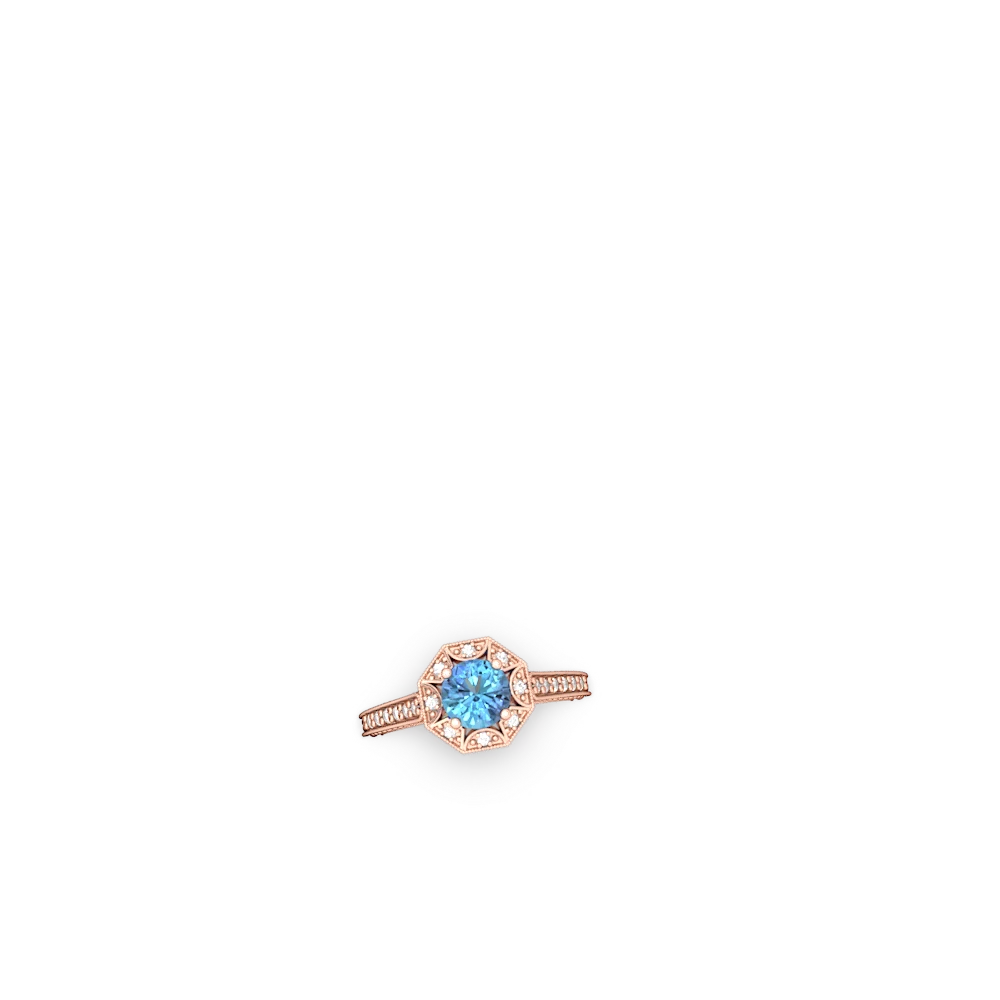 Blue Topaz Art-Deco Starburst 14K Rose Gold ring R5520