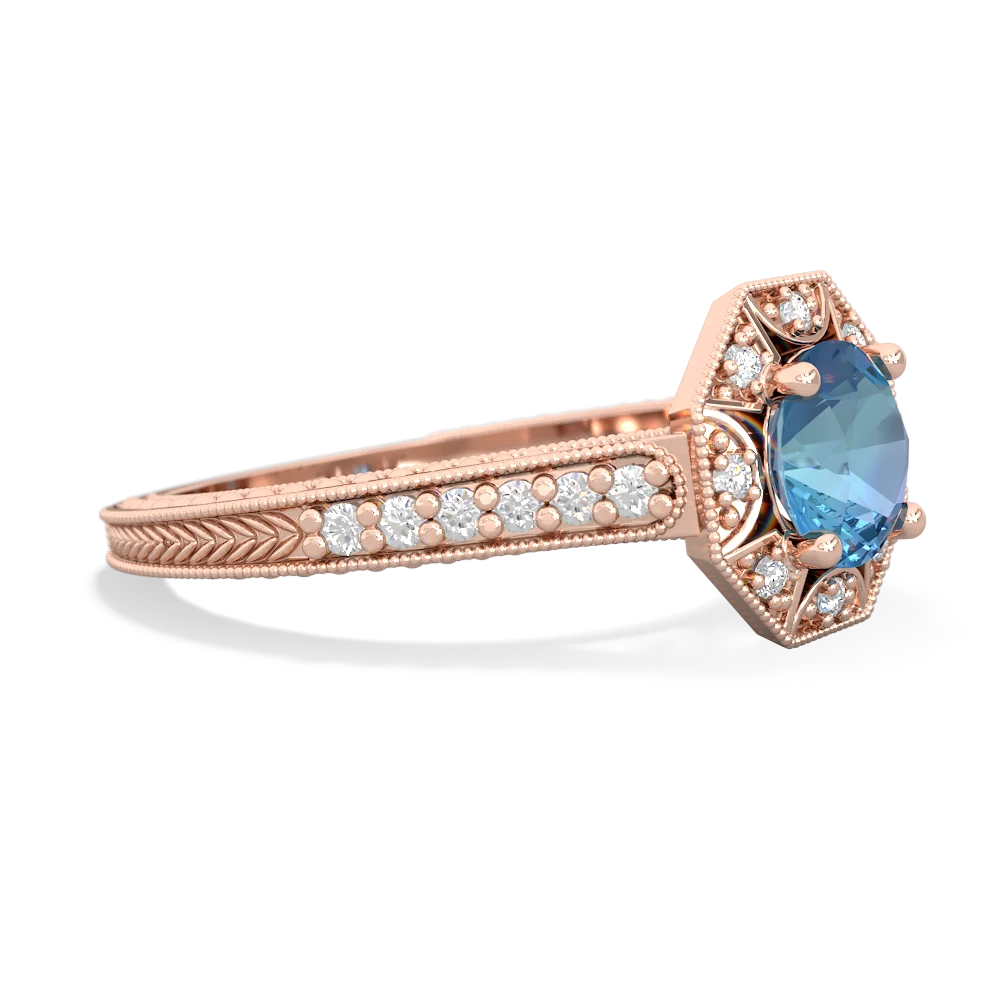 Blue Topaz Art-Deco Starburst 14K Rose Gold ring R5520