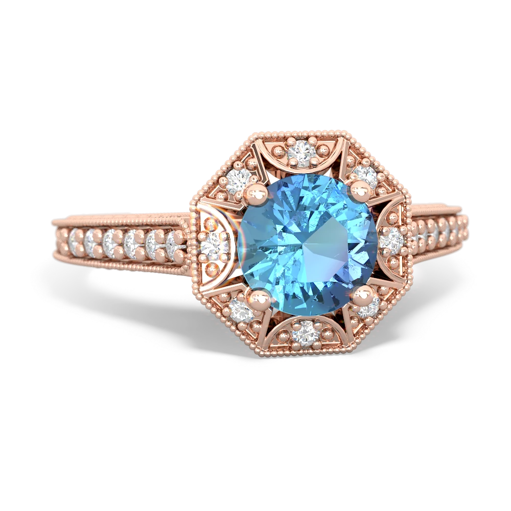 Blue Topaz Art-Deco Starburst 14K Rose Gold ring R5520