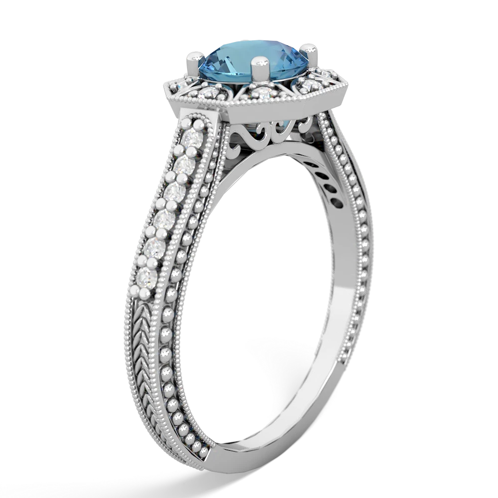 Blue Topaz Art-Deco Starburst 14K White Gold ring R5520