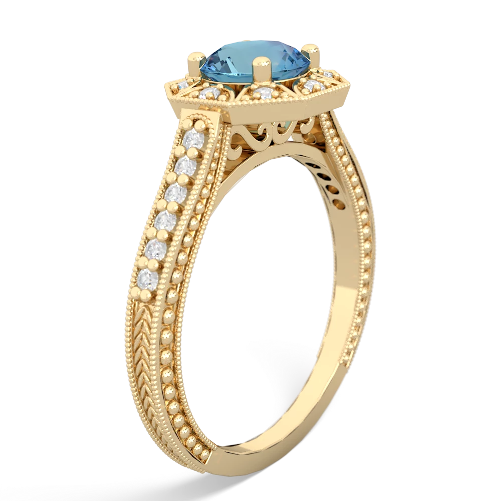 Blue Topaz Art-Deco Starburst 14K Yellow Gold ring R5520