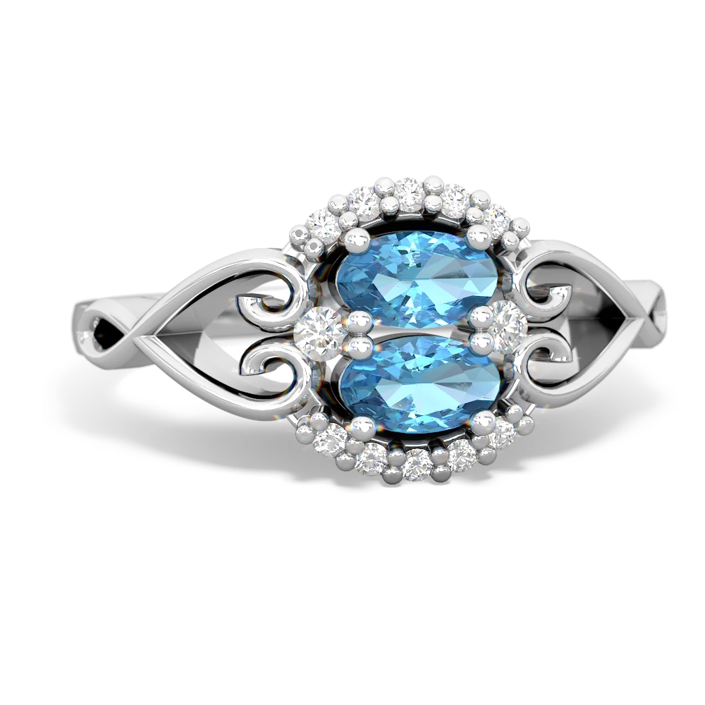 Blue Topaz Love Nest 14K White Gold ring R5860