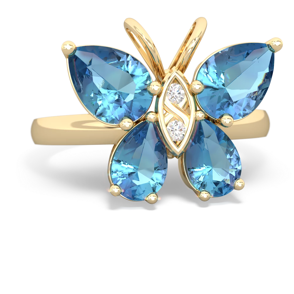 Blue topaz cheap butterfly ring