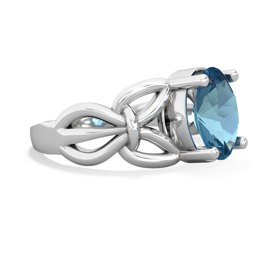 Blue Topaz Celtic Knot Cocktail 14K White Gold ring R2377