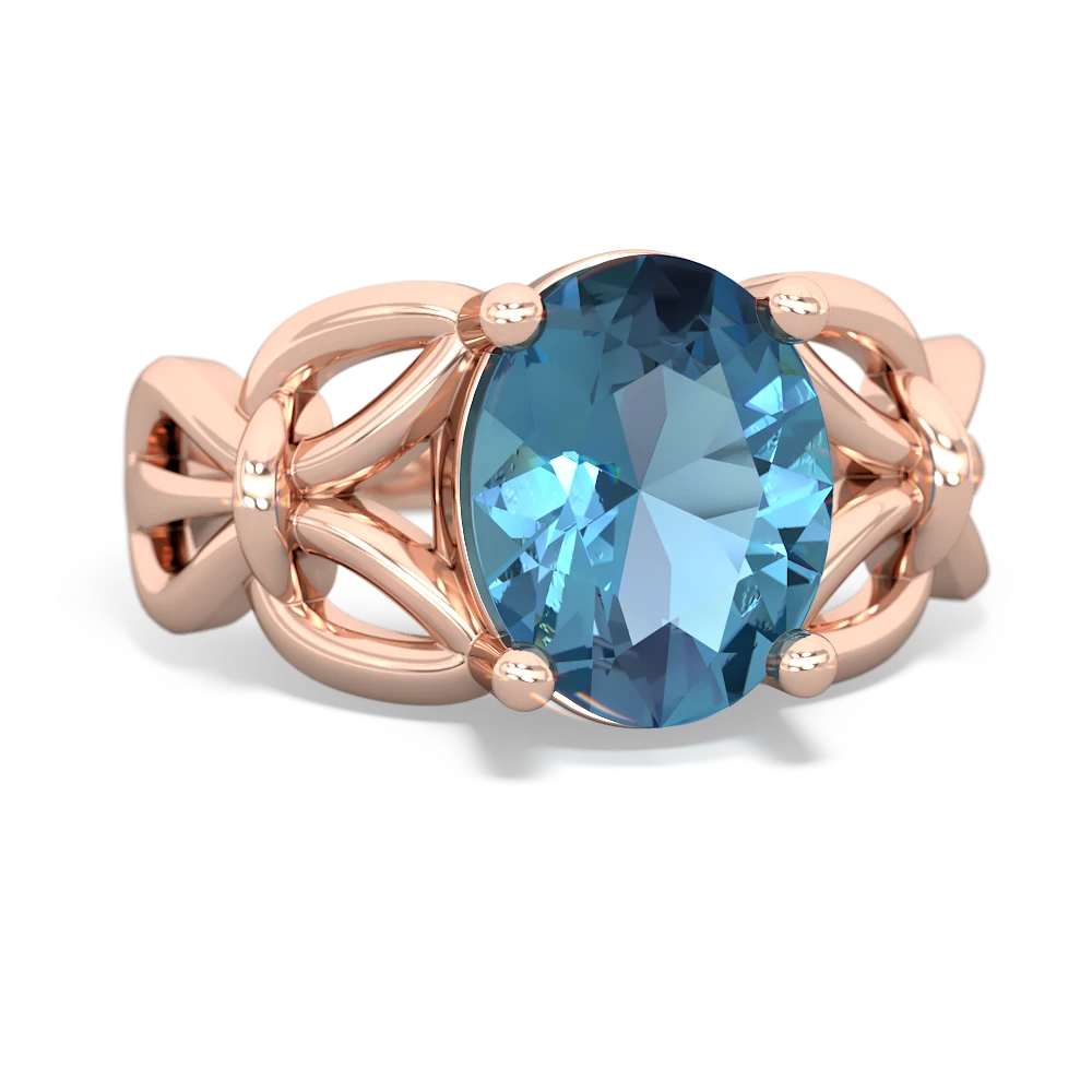 Blue Topaz Celtic Knot Cocktail 14K Rose Gold ring R2377