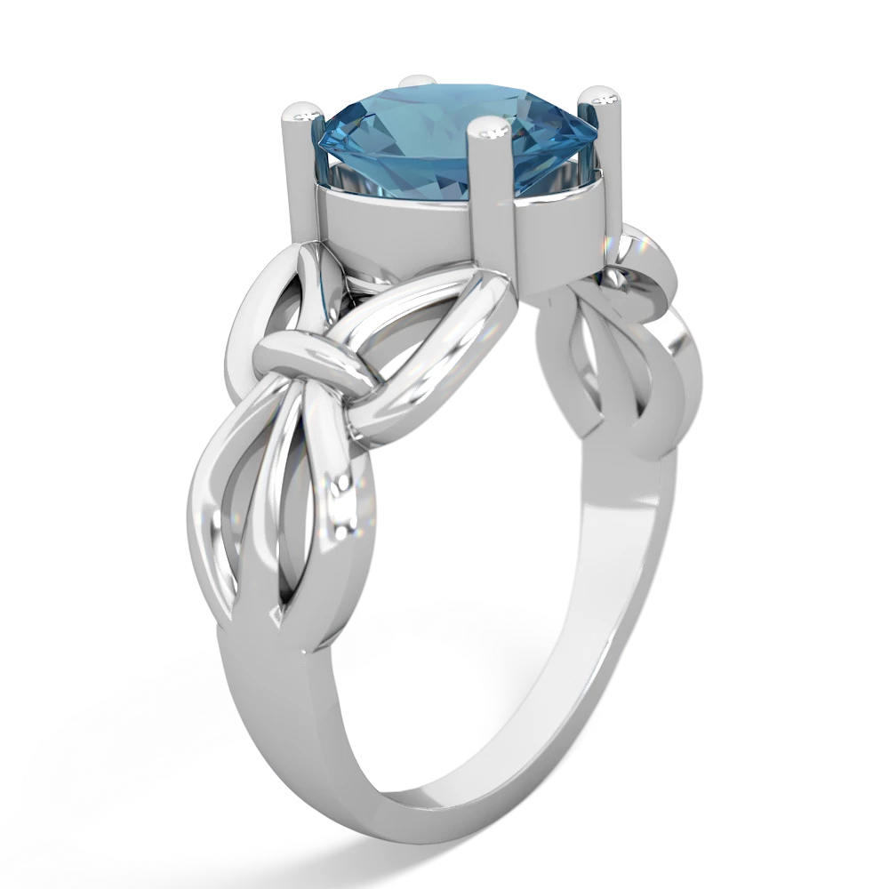 Blue Topaz Celtic Knot Cocktail 14K White Gold ring R2377