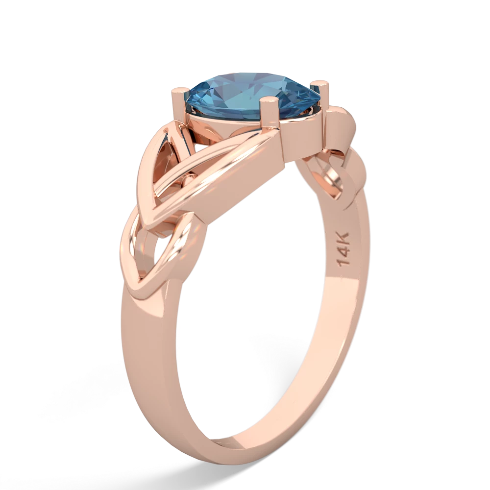 Blue Topaz Celtic Trinity Knot 14K Rose Gold ring R2389