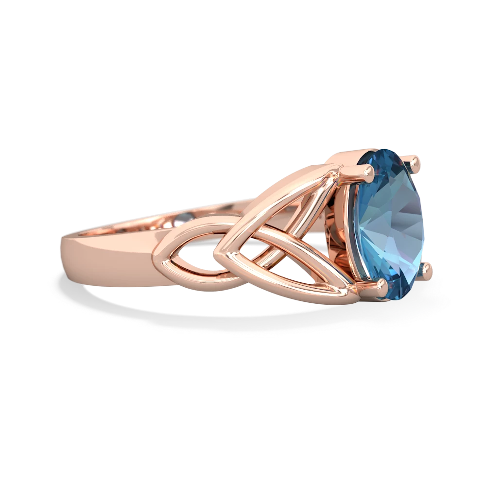 Blue Topaz Celtic Trinity Knot 14K Rose Gold ring R2389