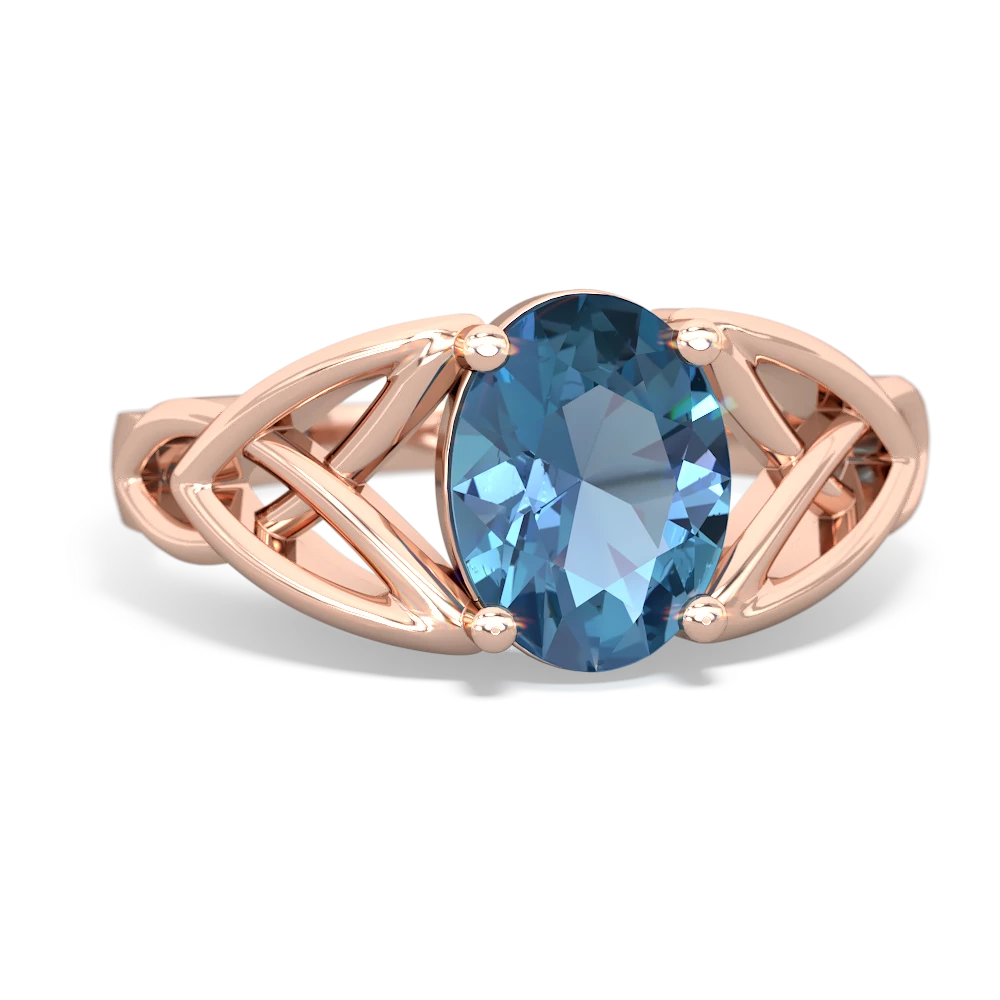 Blue Topaz Celtic Trinity Knot 14K Rose Gold ring R2389