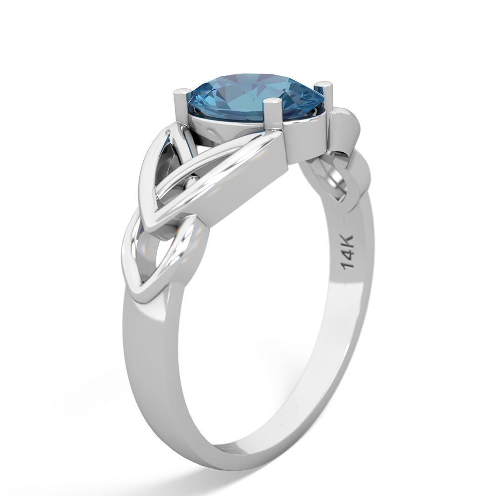 Blue Topaz Celtic Trinity Knot 14K White Gold ring R2389