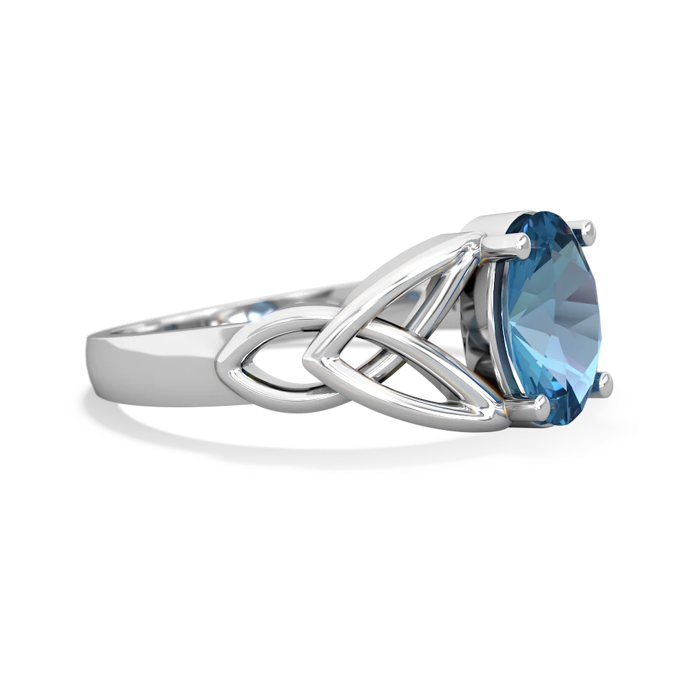 Blue Topaz Celtic Trinity Knot 14K White Gold ring R2389