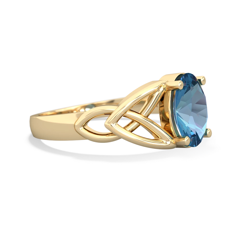 Blue Topaz Celtic Trinity Knot 14K Yellow Gold ring R2389