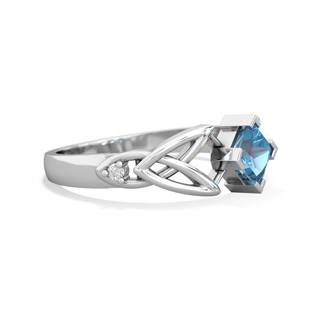 Blue Topaz Celtic Knot Princess 14K White Gold ring R3349