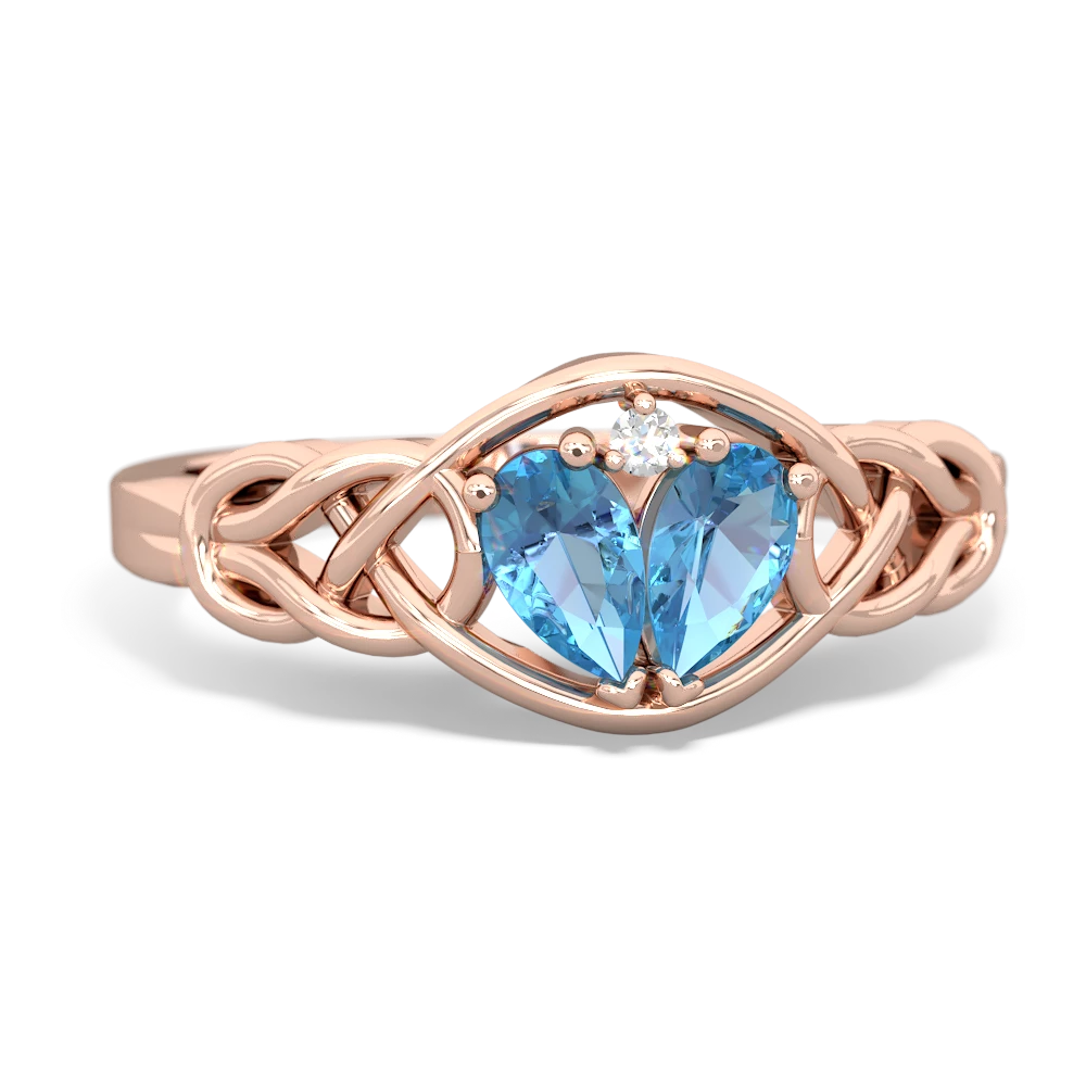 Blue Topaz Celtic Love Knot 14K Rose Gold ring R5420