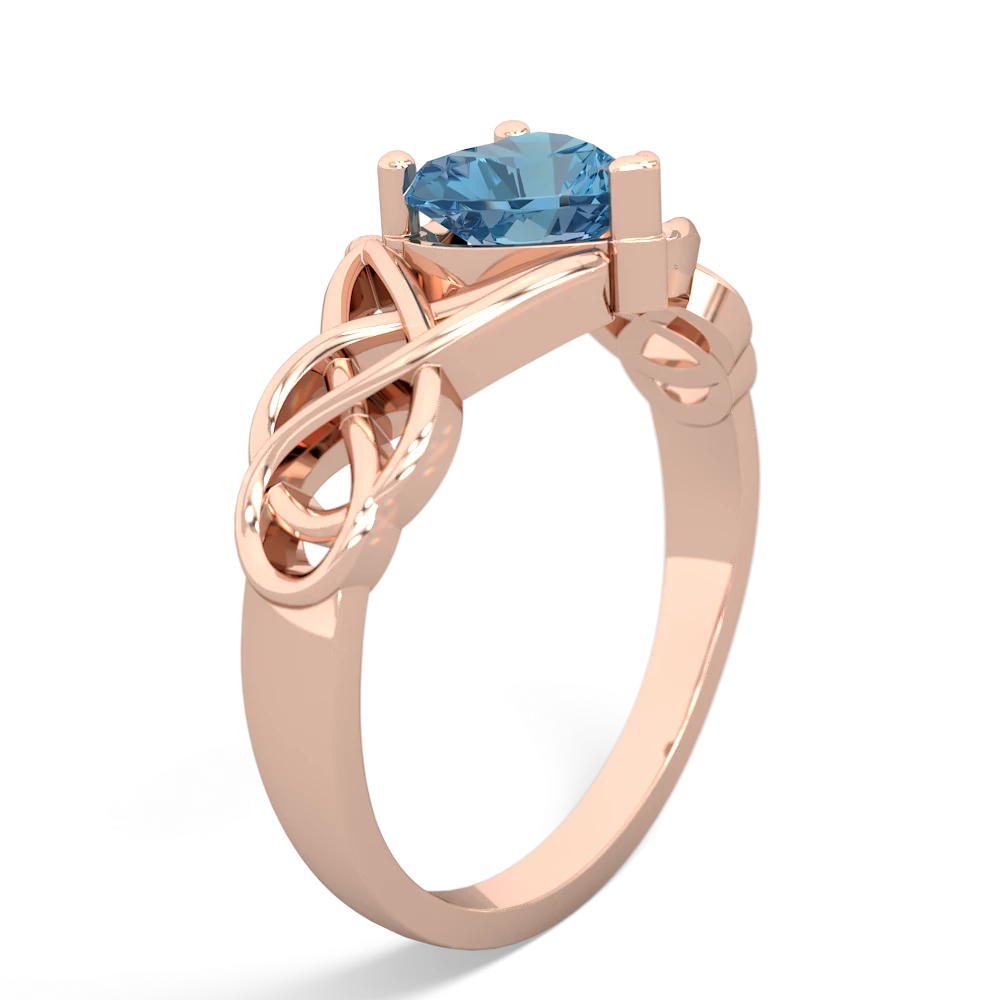 Blue Topaz Claddagh Celtic Knot 14K Rose Gold ring R2367