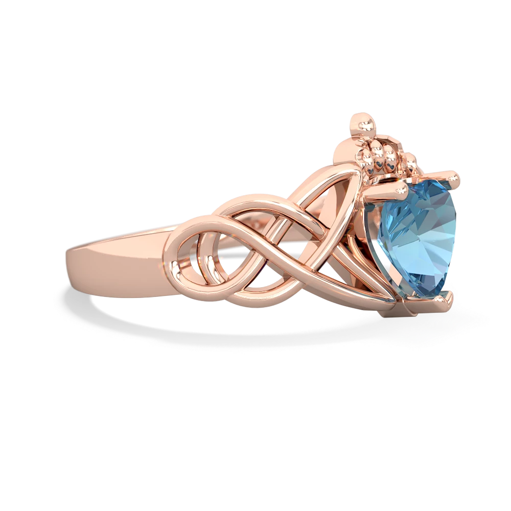 Blue Topaz Claddagh Celtic Knot 14K Rose Gold ring R2367