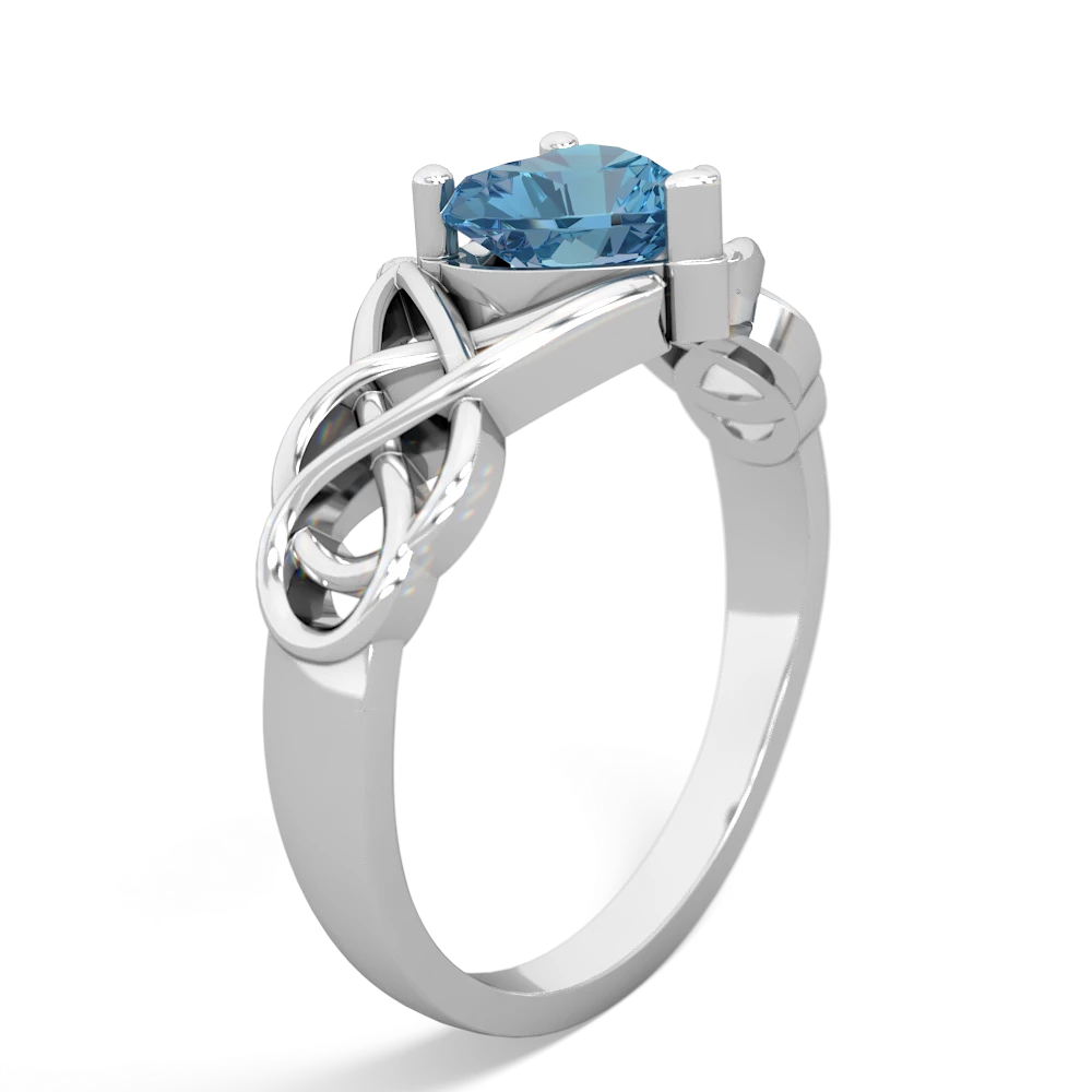 Blue Topaz Claddagh Celtic Knot 14K White Gold ring R2367