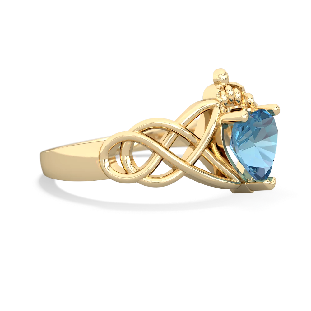 Blue Topaz Claddagh Celtic Knot 14K Yellow Gold ring R2367