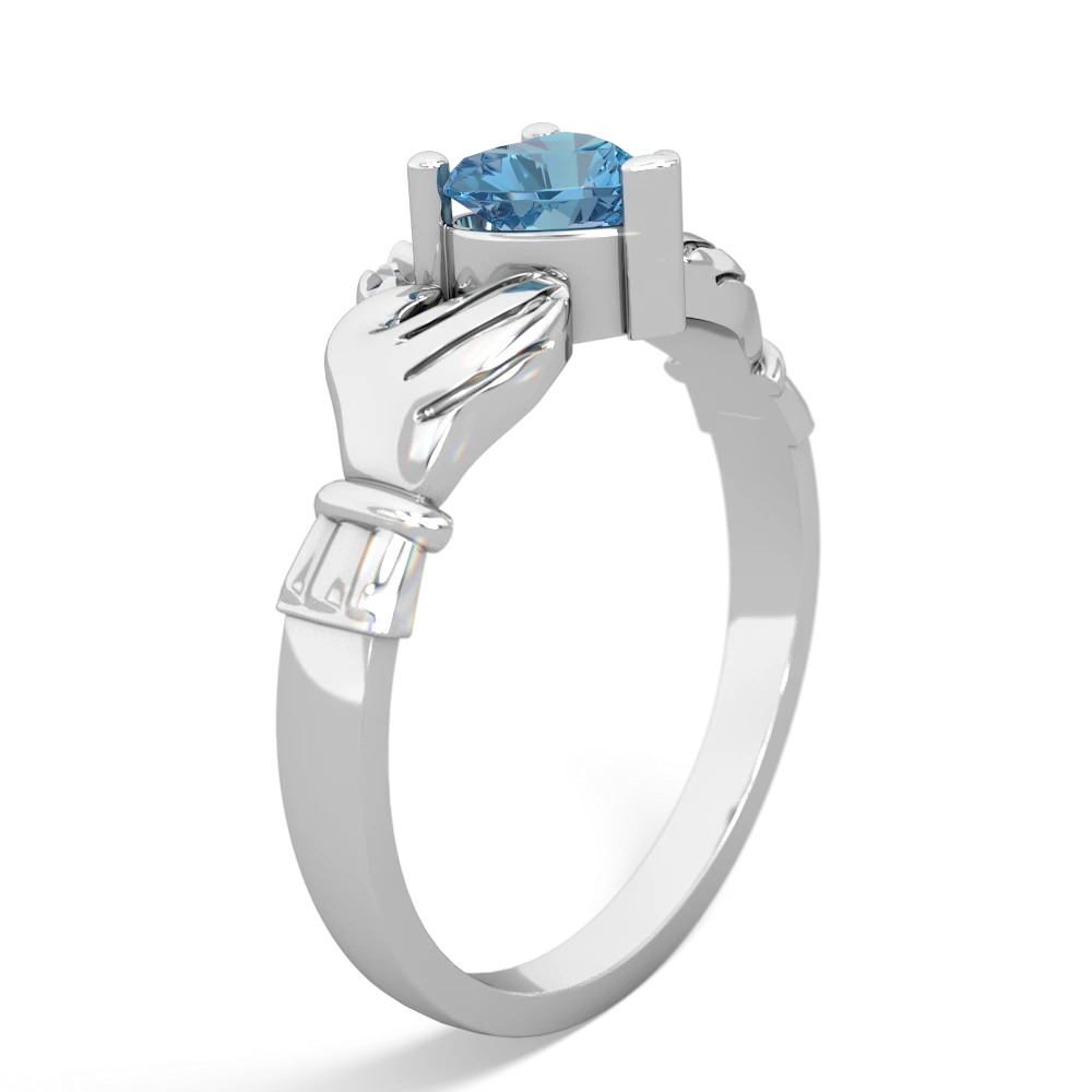 Blue Topaz Claddagh 14K White Gold ring R2370