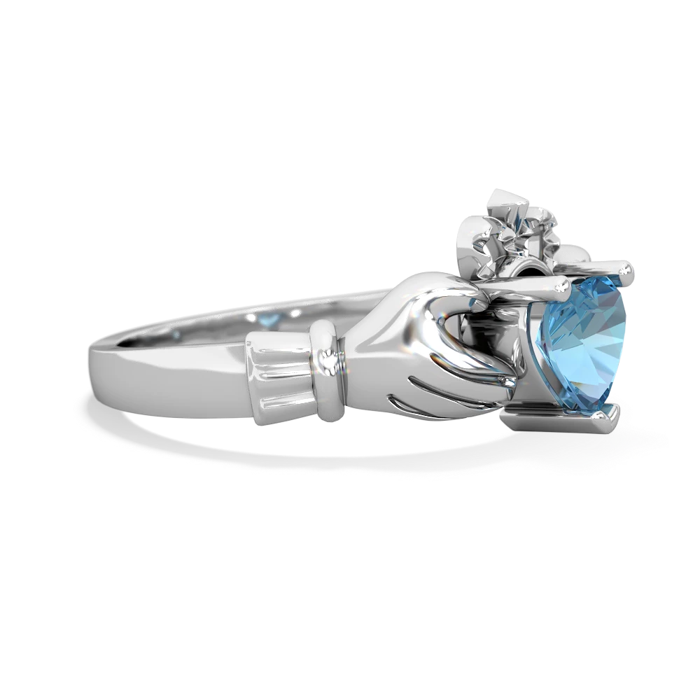 Blue Topaz Claddagh 14K White Gold ring R2370