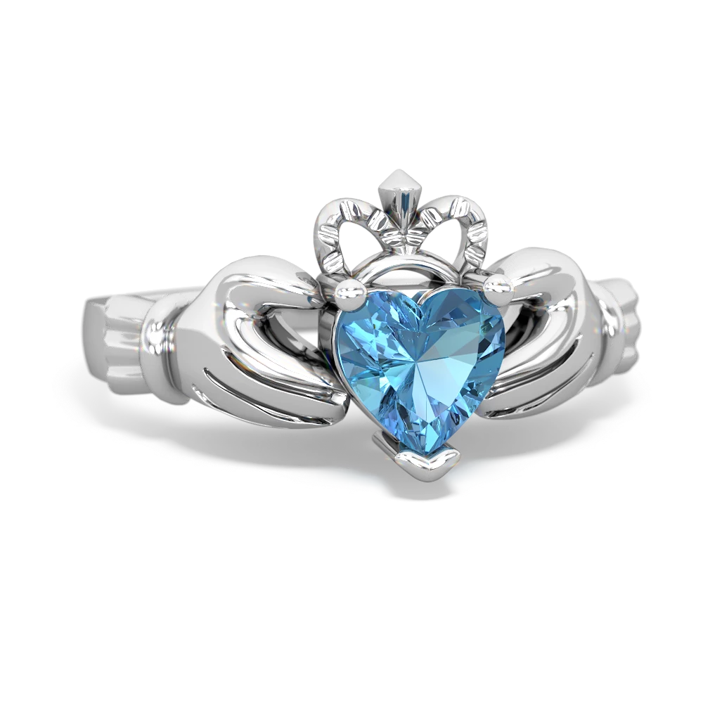 Blue Topaz Claddagh 14K White Gold ring R2370