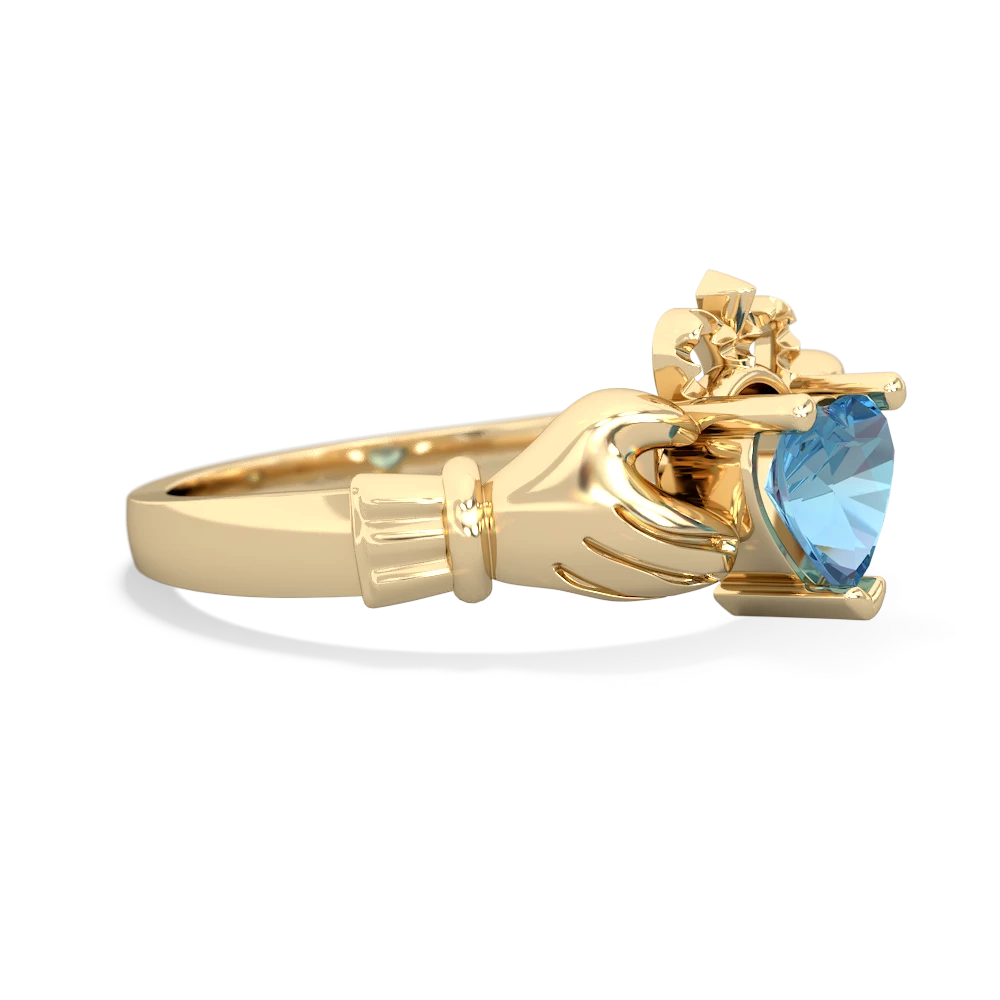 Blue Topaz Claddagh 14K Yellow Gold ring R2370