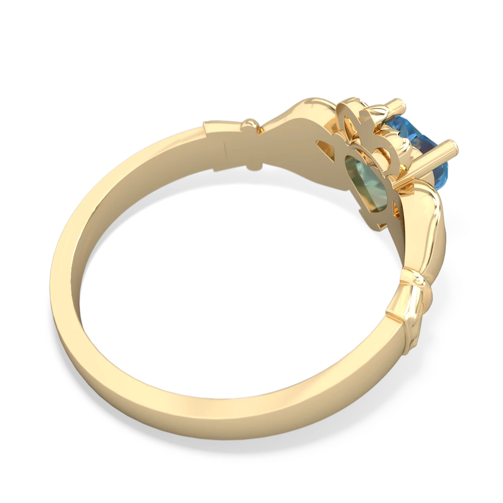 Blue Topaz Claddagh 14K Yellow Gold ring R2370