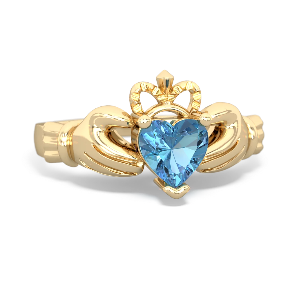 Blue Topaz Claddagh 14K Yellow Gold ring R2370