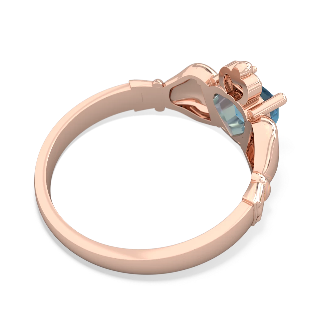 Blue Topaz Claddagh Diamond Crown 14K Rose Gold ring R2372