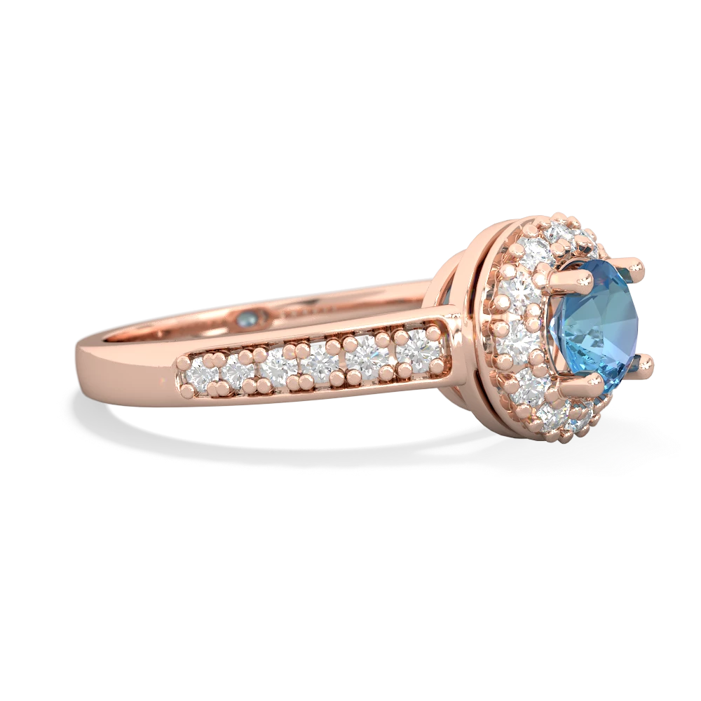 Blue Topaz Diamond Halo 14K Rose Gold ring R5370