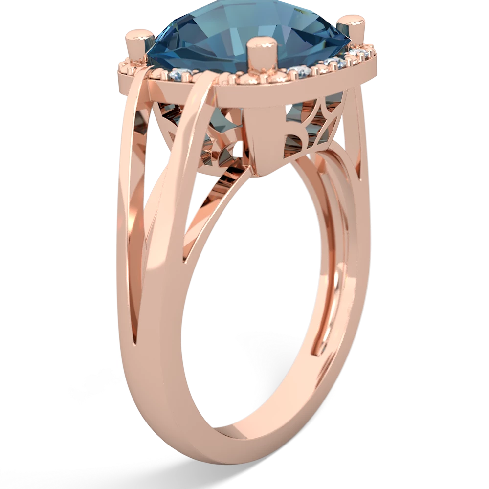 Blue Topaz Art Deco Cocktail 14K Rose Gold ring R2498