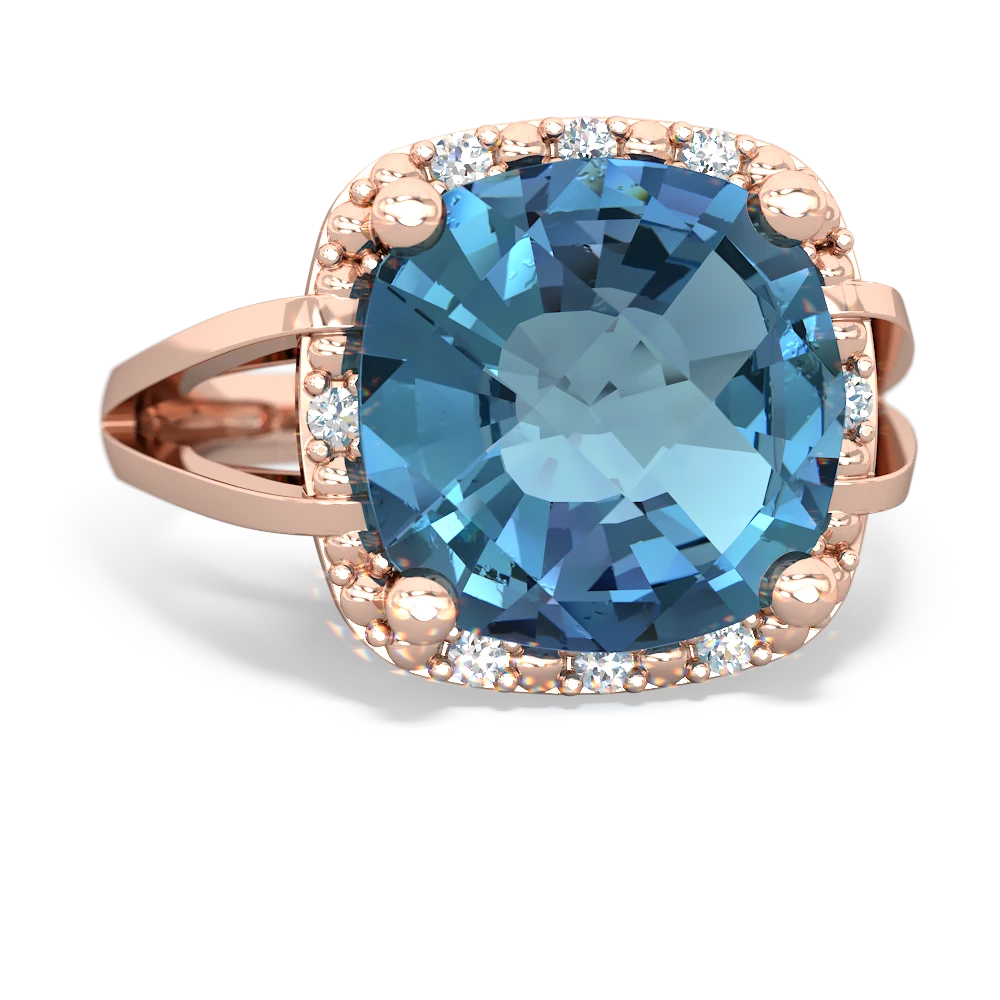 Blue Topaz Art Deco Cocktail 14K Rose Gold ring R2498