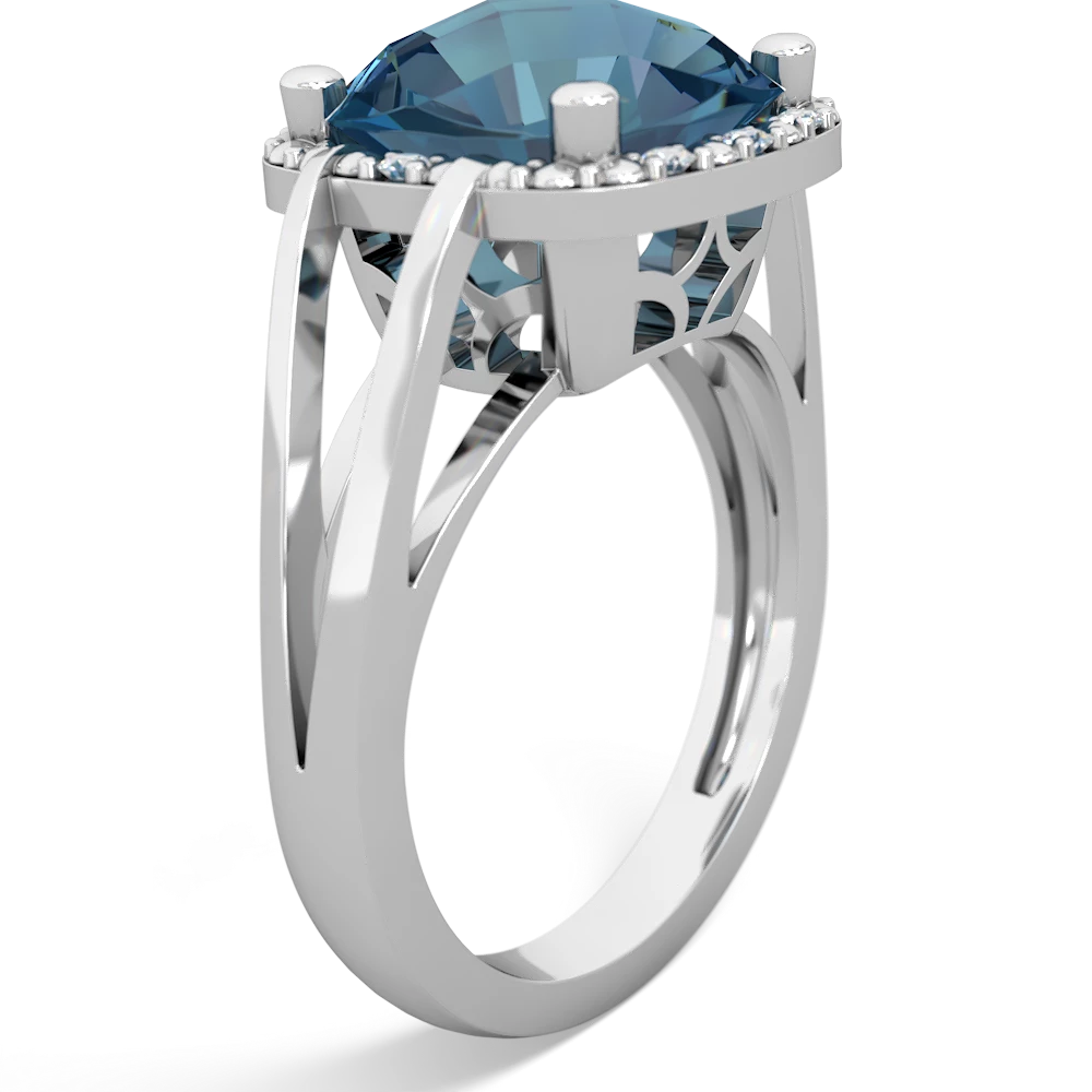 Blue Topaz Art Deco Cocktail 14K White Gold ring R2498