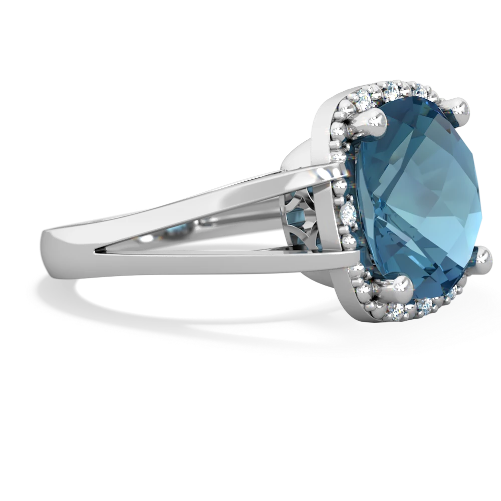 Blue Topaz Art Deco Cocktail 14K White Gold ring R2498