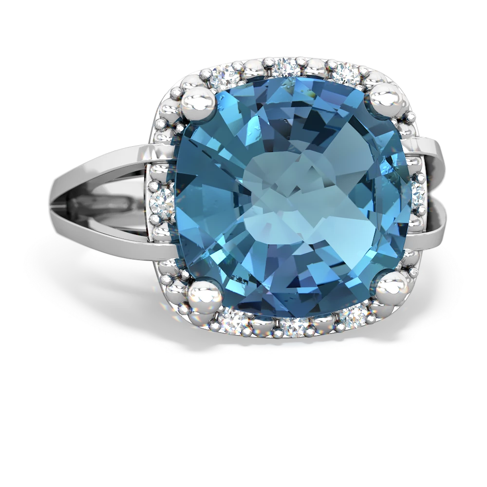 Blue Topaz Art Deco Cocktail 14K White Gold ring R2498