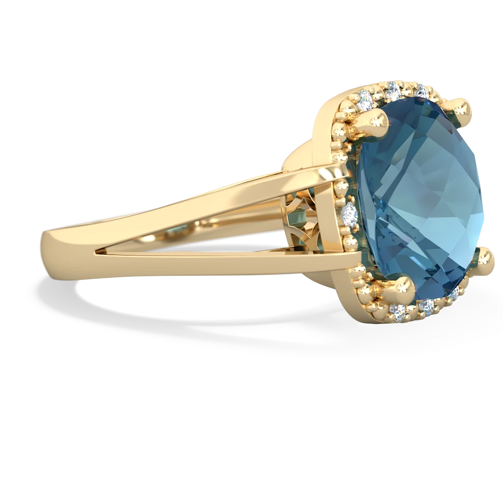 Blue Topaz Art Deco Cocktail 14K Yellow Gold ring R2498