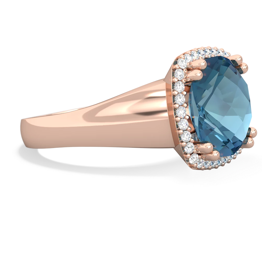 Blue Topaz Halo Cocktail 14K Rose Gold ring R2544