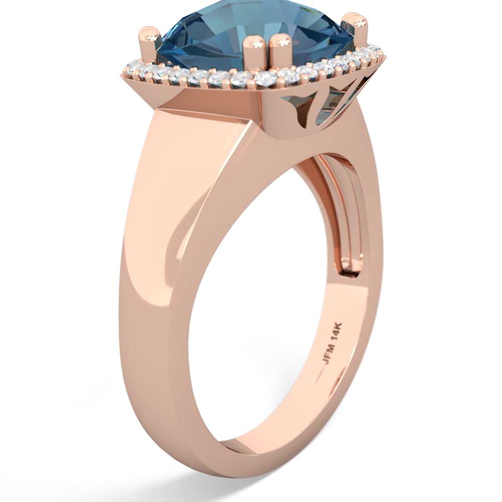 Blue Topaz Halo Cocktail 14K Rose Gold ring R2544