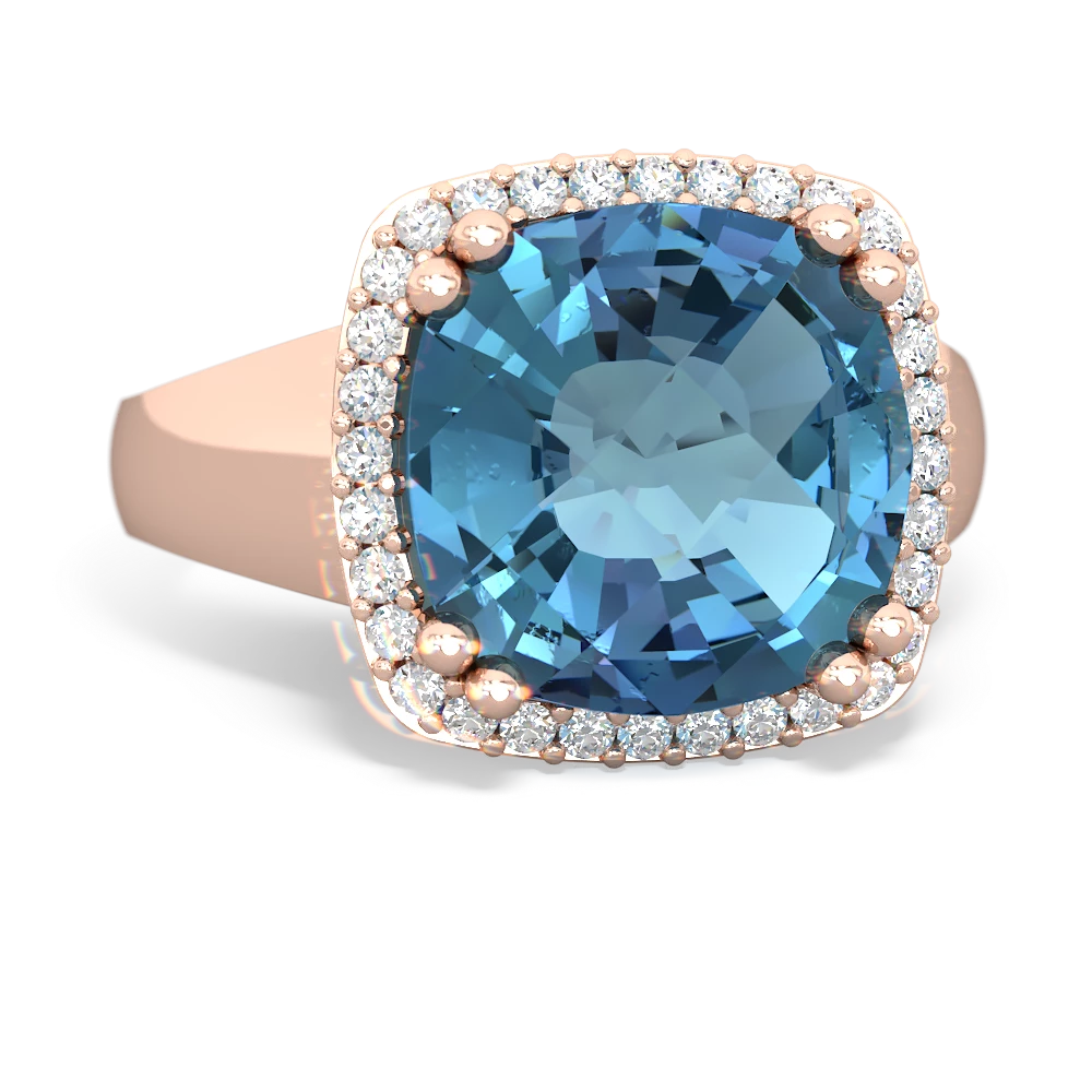 Blue Topaz Halo Cocktail 14K Rose Gold ring R2544