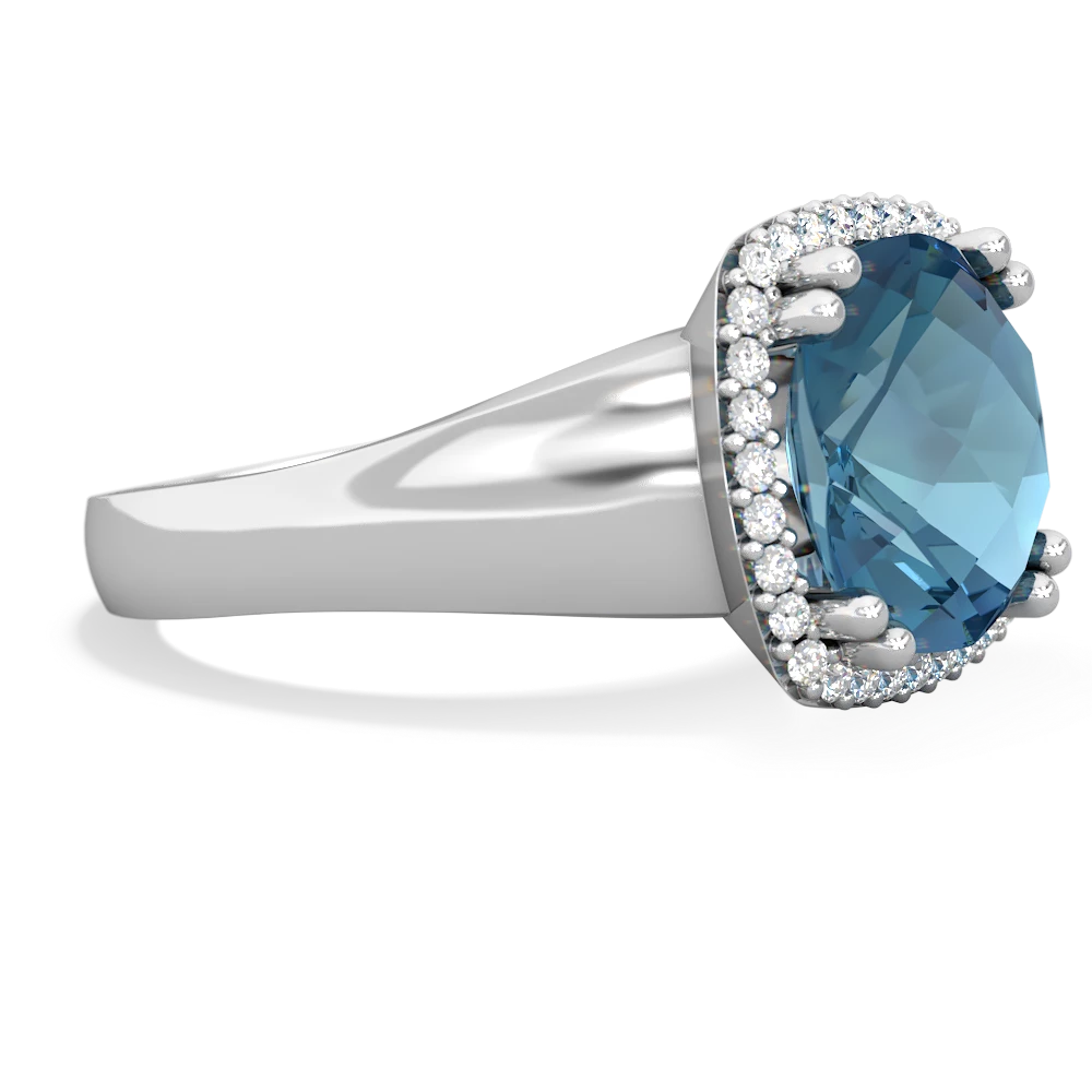 Blue Topaz Halo Cocktail 14K White Gold ring R2544