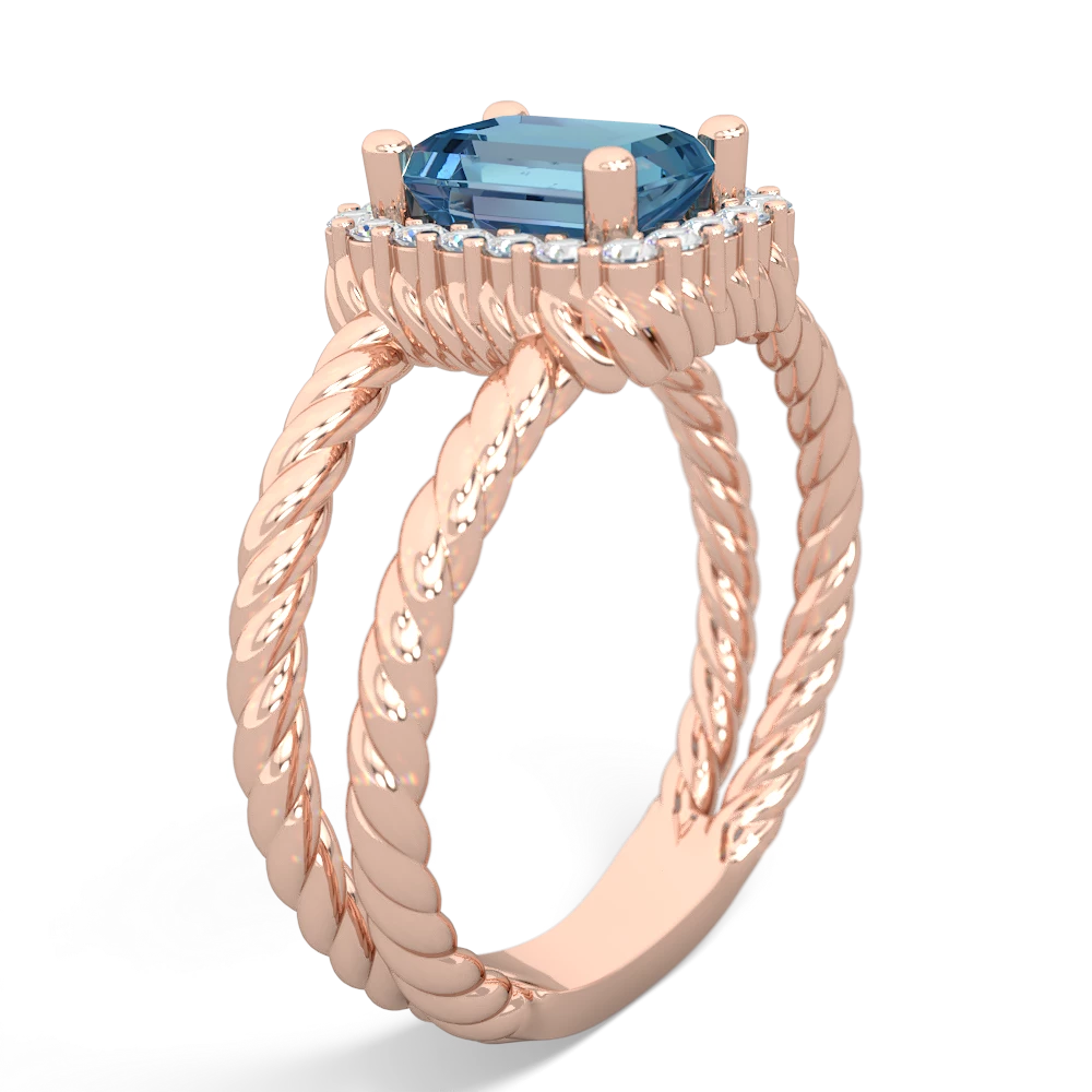 Blue Topaz Rope Split Band 14K Rose Gold ring R2628