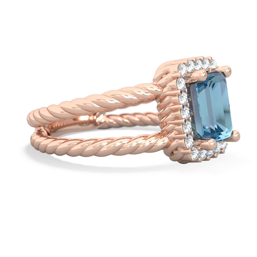 Blue Topaz Rope Split Band 14K Rose Gold ring R2628