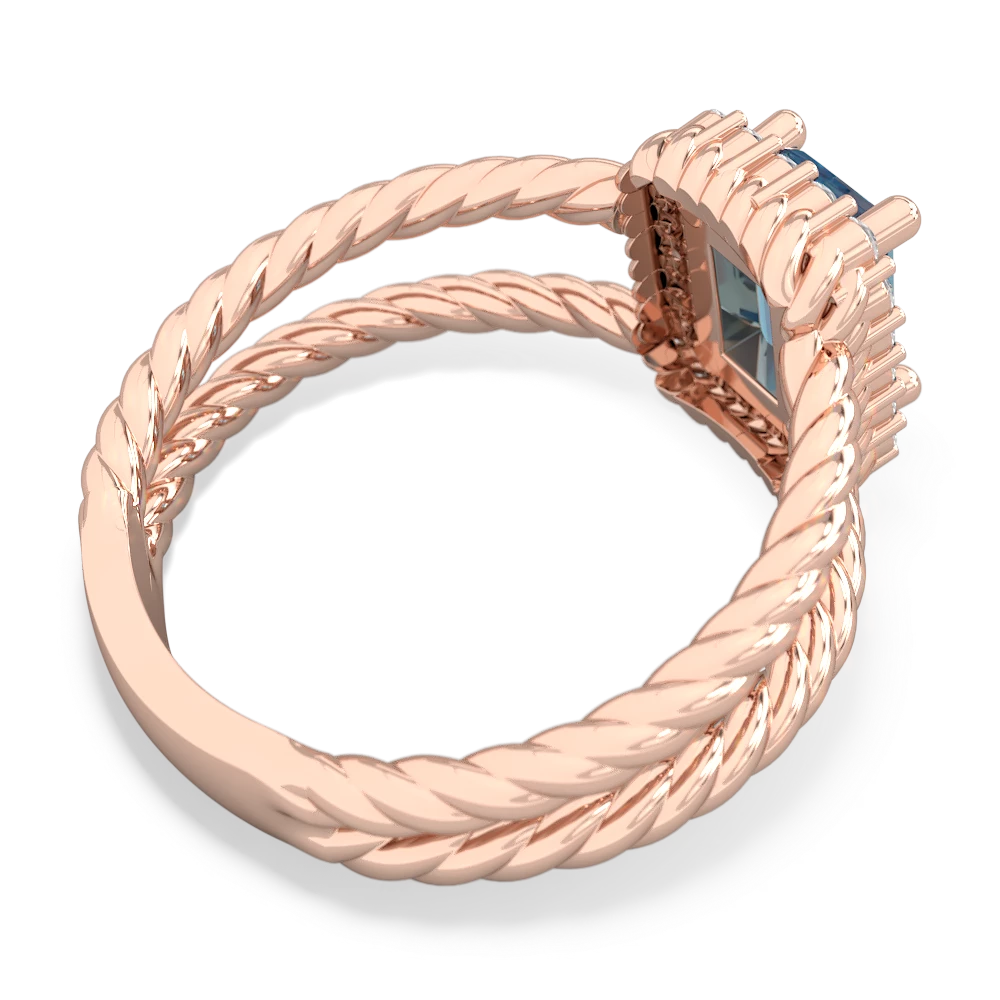 Blue Topaz Rope Split Band 14K Rose Gold ring R2628