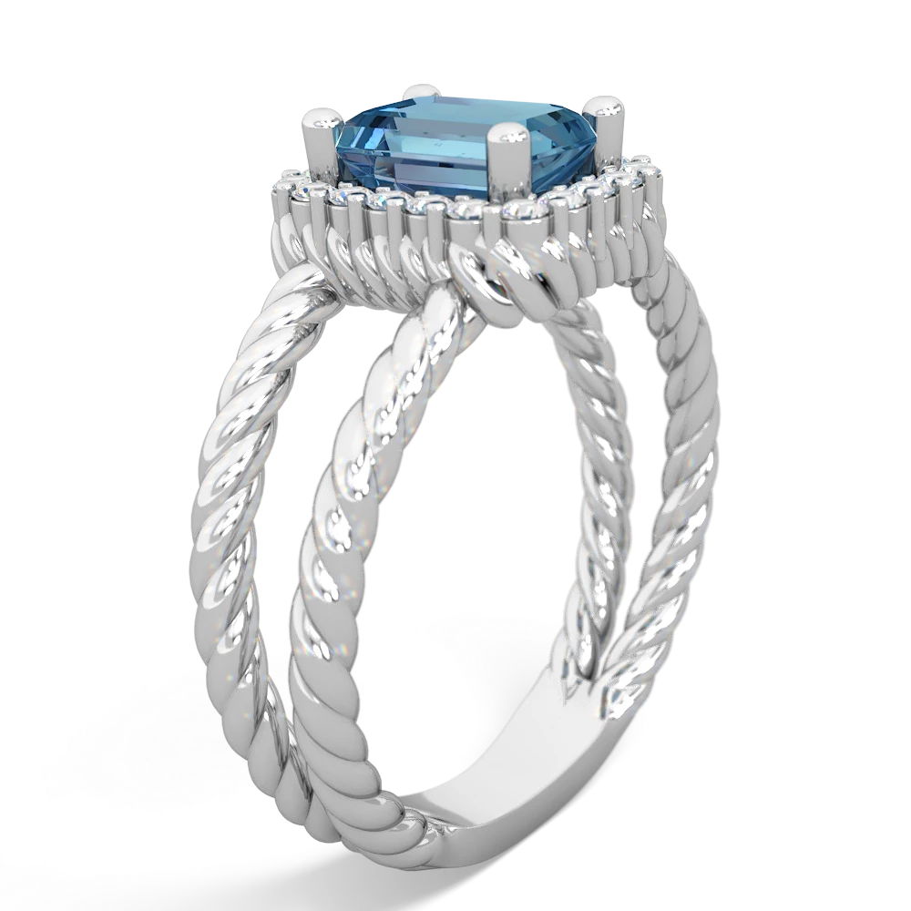 Blue Topaz Rope Split Band 14K White Gold ring R2628
