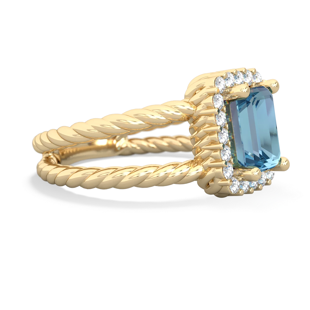 Blue Topaz Rope Split Band 14K Yellow Gold ring R2628