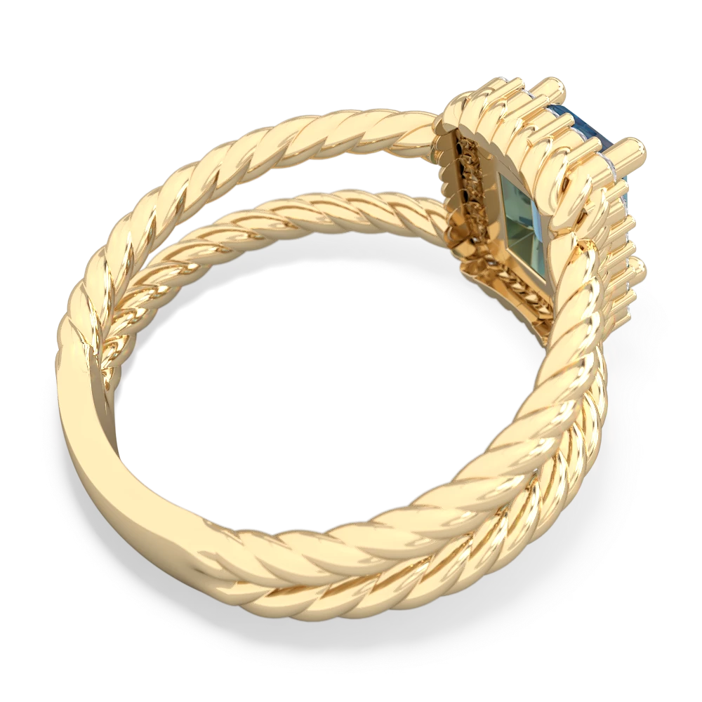 Blue Topaz Rope Split Band 14K Yellow Gold ring R2628